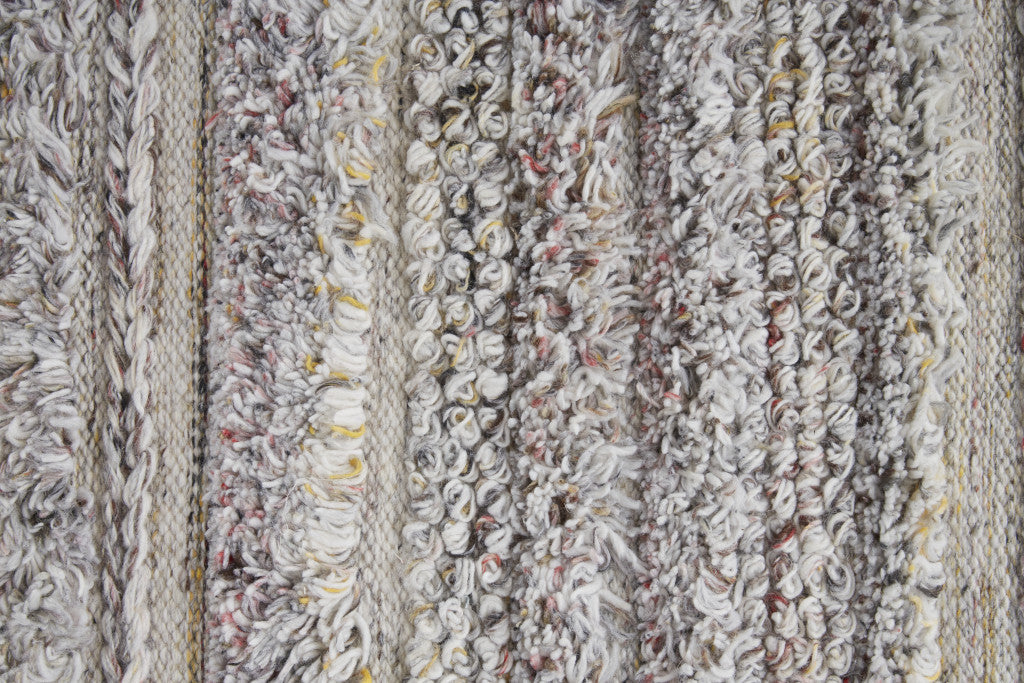 4' X 6' Ivory And Taupe Striped Hand Woven Stain Resistant Area Rug