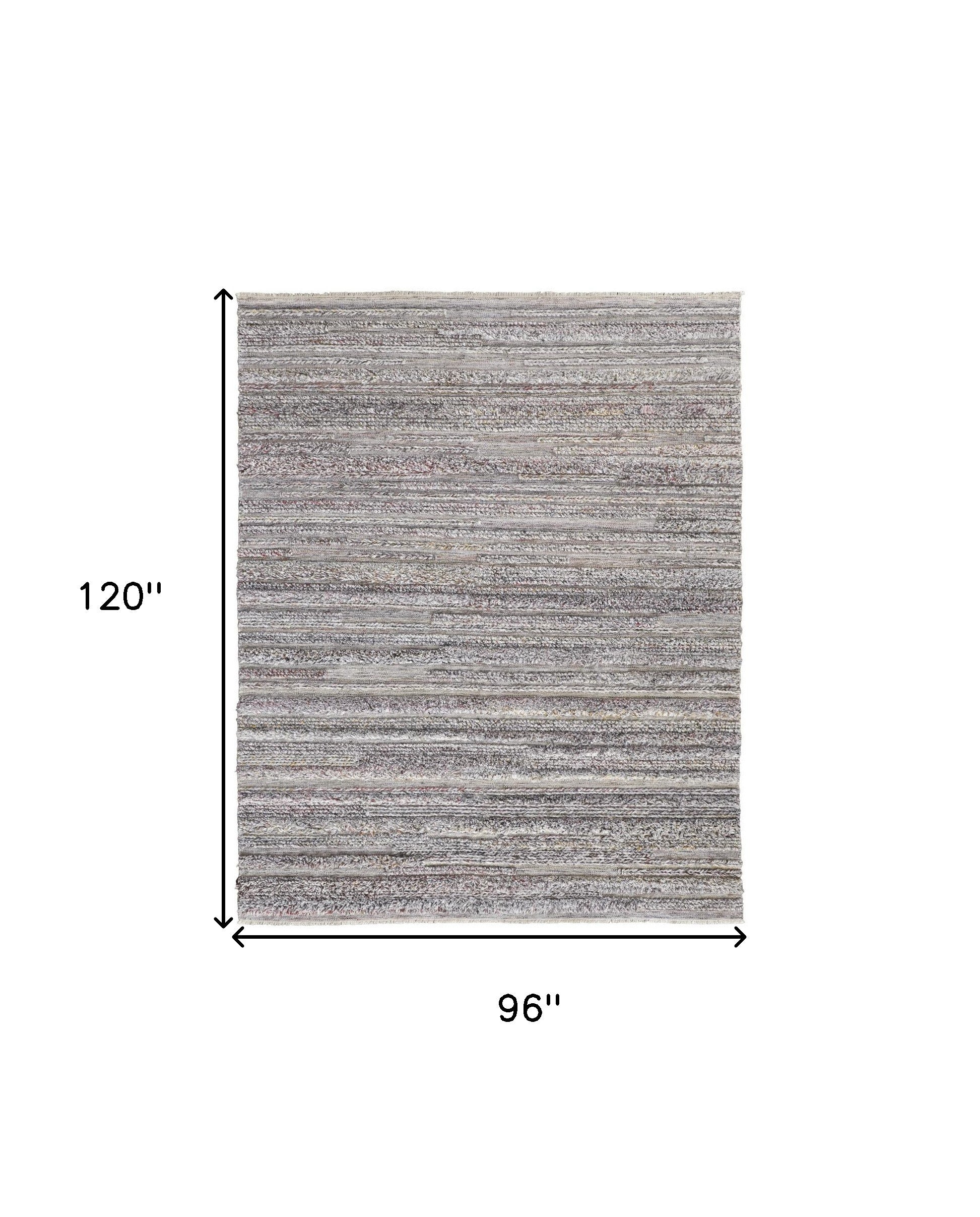 4' X 6' Ivory And Taupe Striped Hand Woven Stain Resistant Area Rug