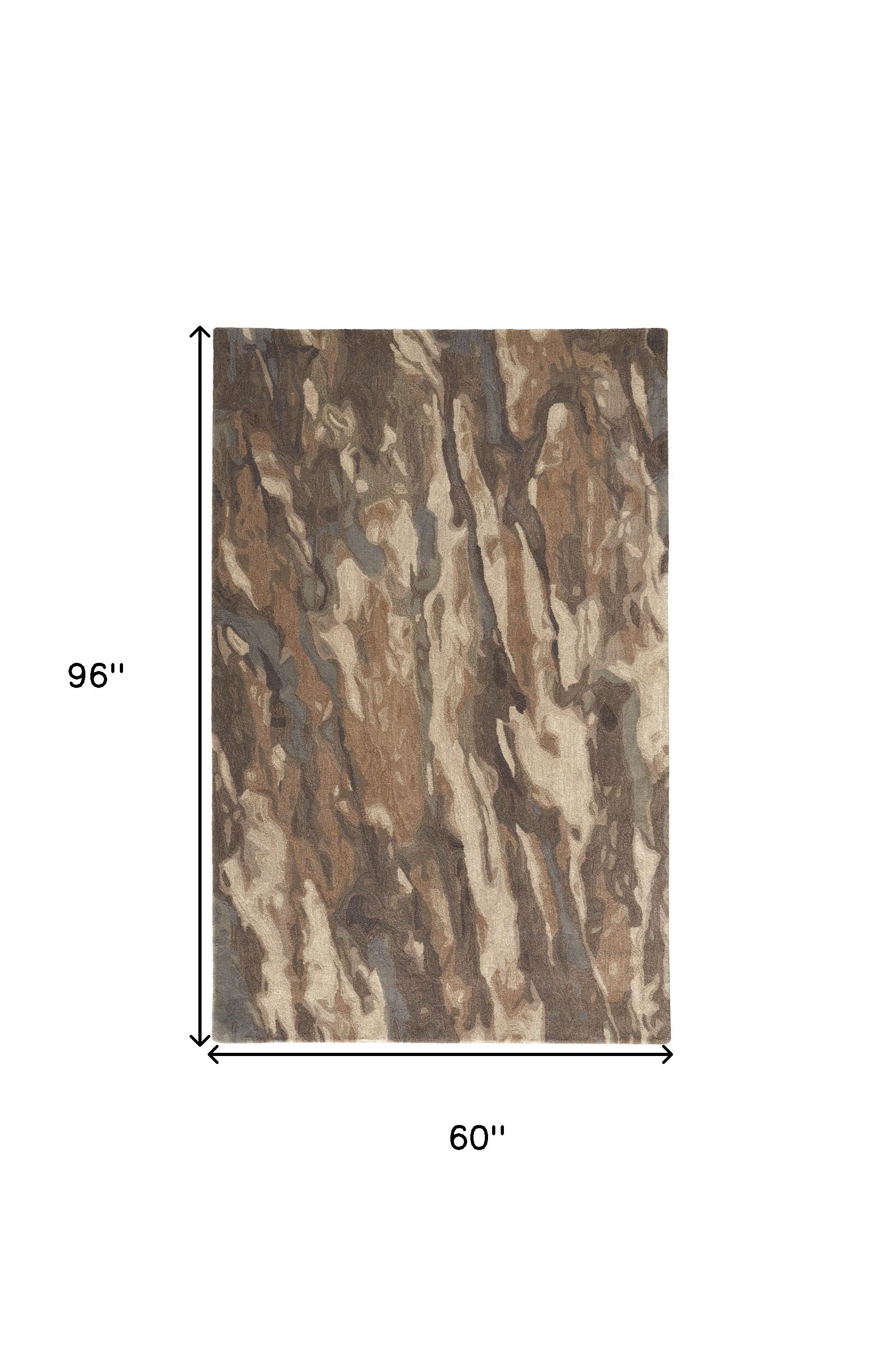 4' X 6' Brown Gray And Tan Wool Abstract Tufted Handmade Stain Resistant Area Rug