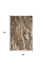 4' X 6' Brown Gray And Tan Wool Abstract Tufted Handmade Stain Resistant Area Rug