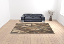 4' X 6' Brown Gray And Tan Wool Abstract Tufted Handmade Stain Resistant Area Rug