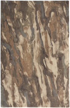 4' X 6' Brown Gray And Tan Wool Abstract Tufted Handmade Stain Resistant Area Rug