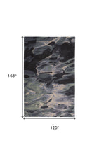 4' X 6' Green Blue And Black Wool Abstract Tufted Handmade Stain Resistant Area Rug