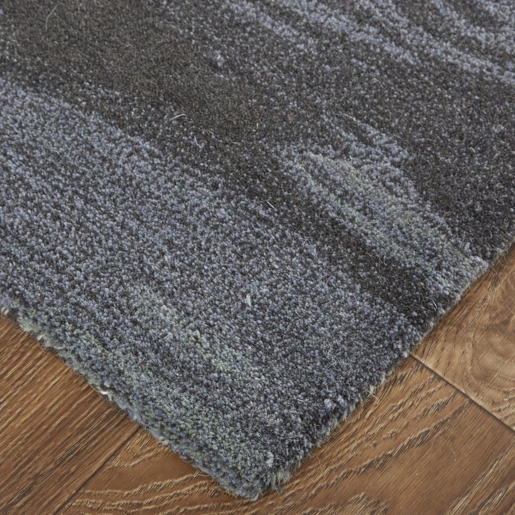 4' X 6' Green Blue And Black Wool Abstract Tufted Handmade Stain Resistant Area Rug