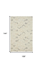 Gray And Ivory Wool Geometric Tufted Handmade Area Rug - 4' x 6'