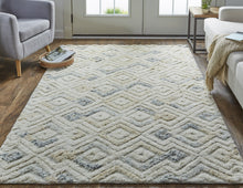 Gray And Ivory Wool Geometric Tufted Handmade Area Rug - 4' x 6'