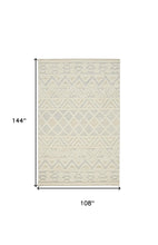 Ivory Blue And Tan Wool Geometric Tufted Handmade Stain Resistant Area Rug - 4' x 6'