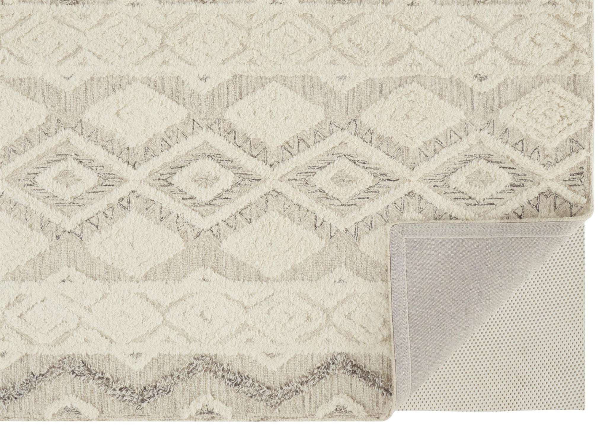 4' X 6' Ivory Taupe And Gray Wool Geometric Tufted Handmade Stain Resistant Area Rug