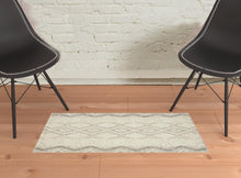 4' X 6' Ivory Taupe And Gray Wool Geometric Tufted Handmade Stain Resistant Area Rug