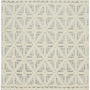4' X 6' Ivory And Black Wool Geometric Tufted Handmade Stain Resistant Area Rug