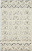 4' X 6' Ivory And Black Wool Geometric Tufted Handmade Stain Resistant Area Rug