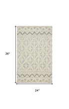 4' X 6' Ivory And Black Wool Geometric Tufted Handmade Stain Resistant Area Rug