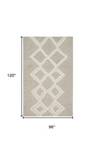 Gray And Ivory Wool Geometric Tufted Handmade Stain Resistant Area Rug - 4' X 6'