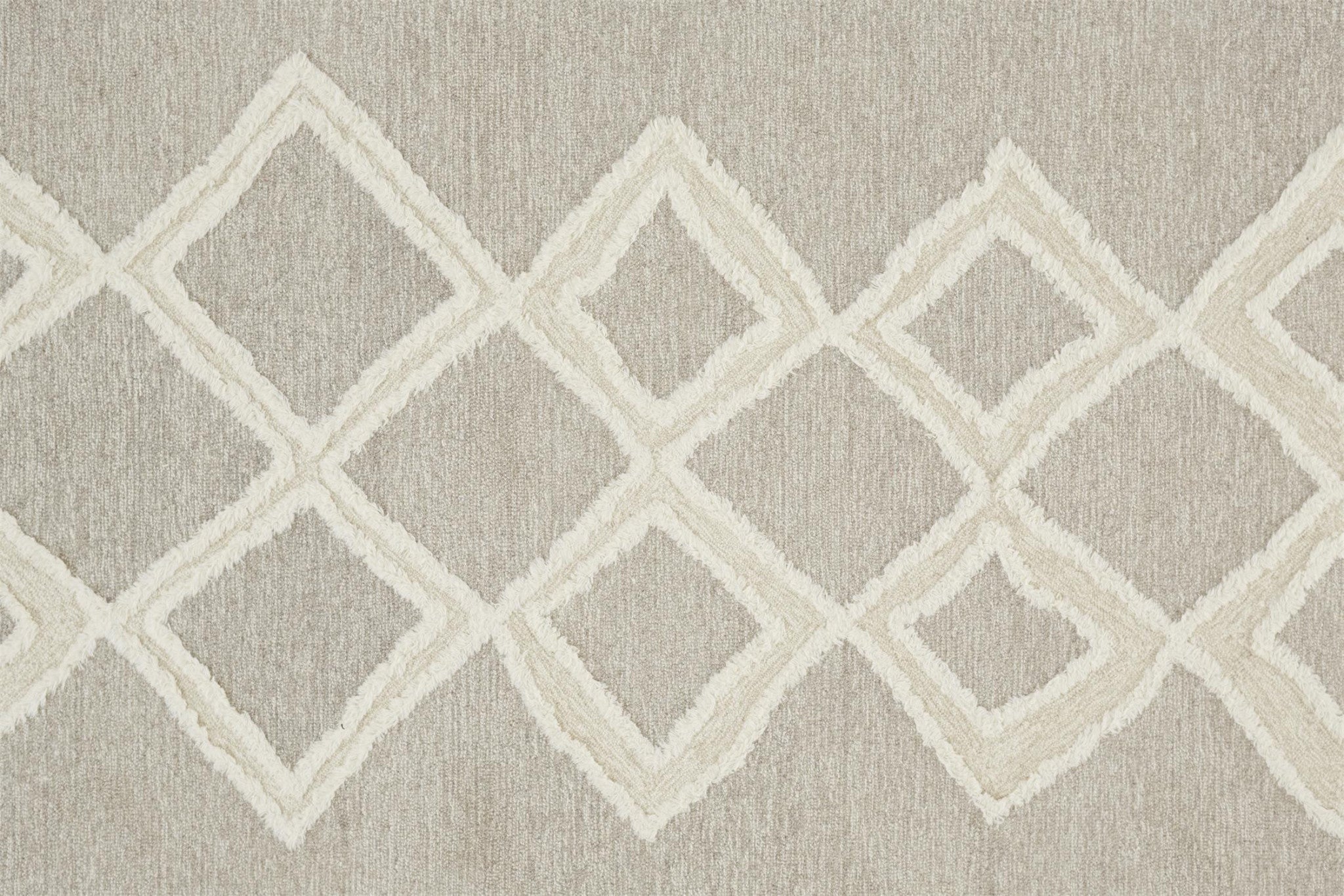 Gray And Ivory Wool Geometric Tufted Handmade Stain Resistant Area Rug - 4' X 6'