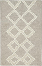 Gray And Ivory Wool Geometric Tufted Handmade Stain Resistant Area Rug - 4' X 6'
