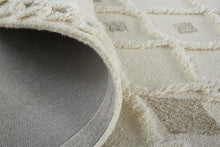 Ivory Tan And Silver Wool Geometric Tufted Handmade Stain Resistant Area Rug - 4' x 6'