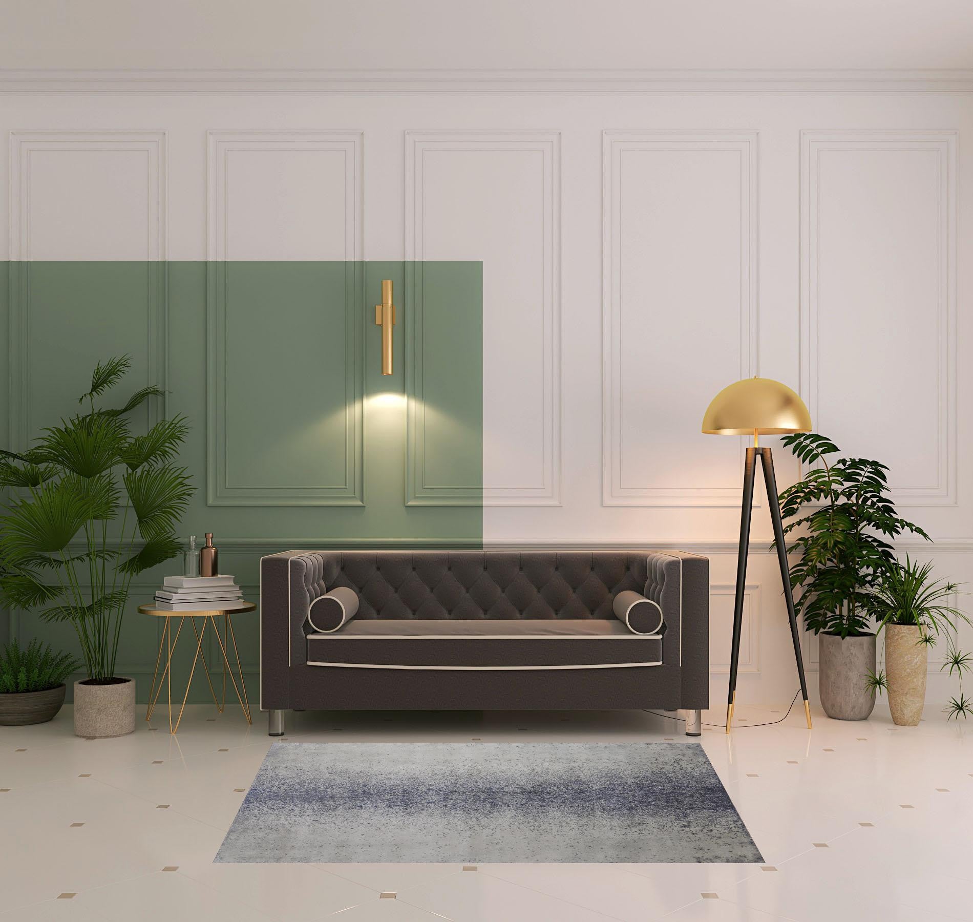 4' X 6' Ivory And Blue Abstract Power Loom Area Rug