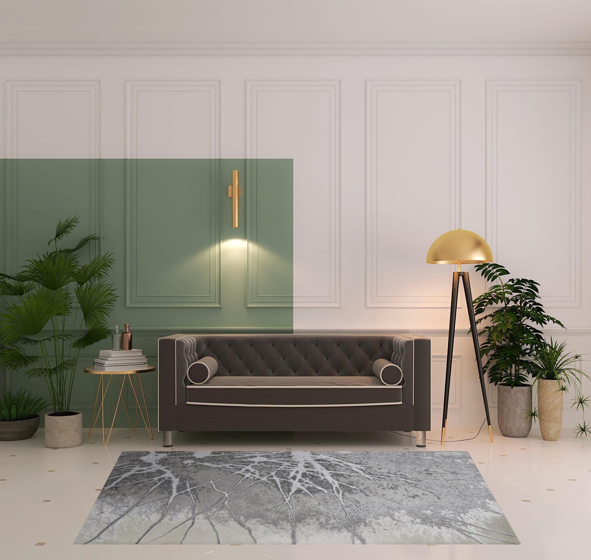 4' X 6' Gray Silver And Ivory Abstract Power Loom Area Rug