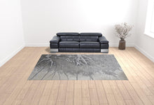 4' X 6' Gray Silver And Ivory Abstract Power Loom Area Rug