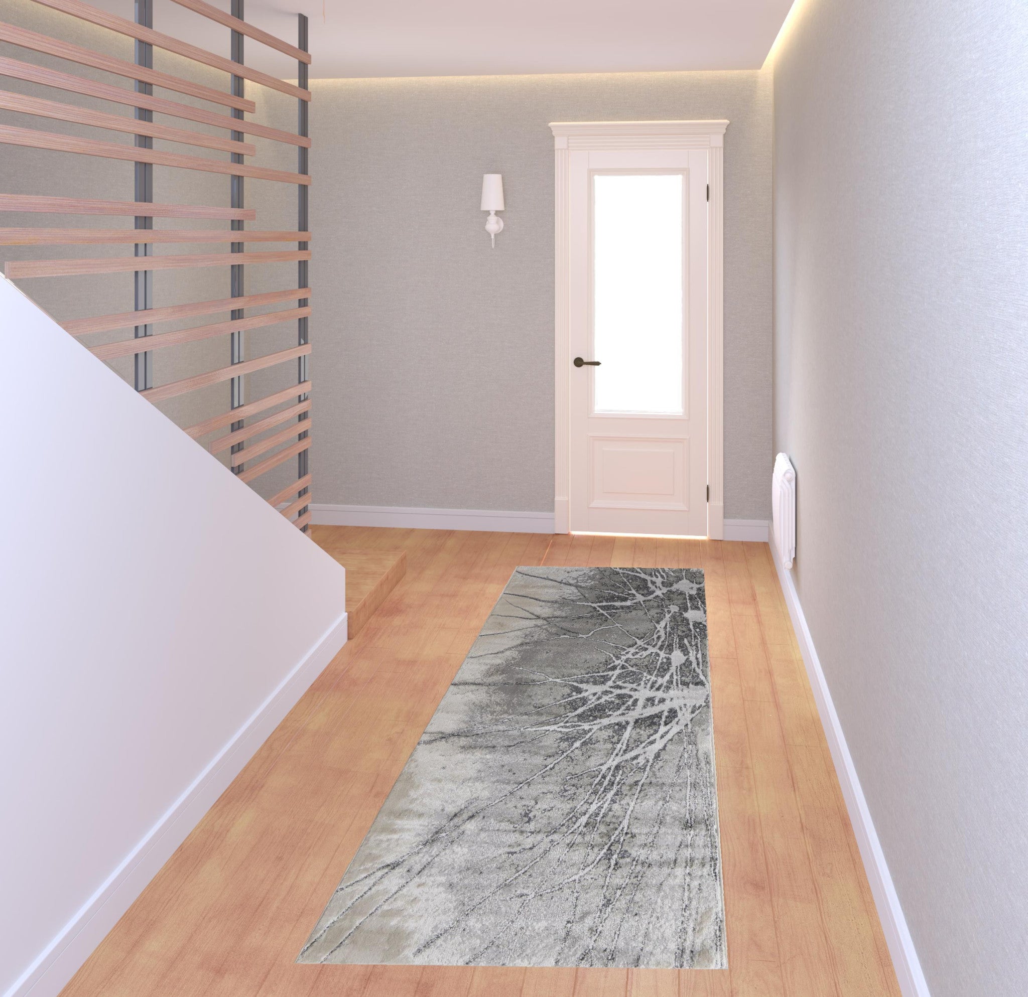 4' X 6' Gray Silver And Ivory Abstract Power Loom Area Rug