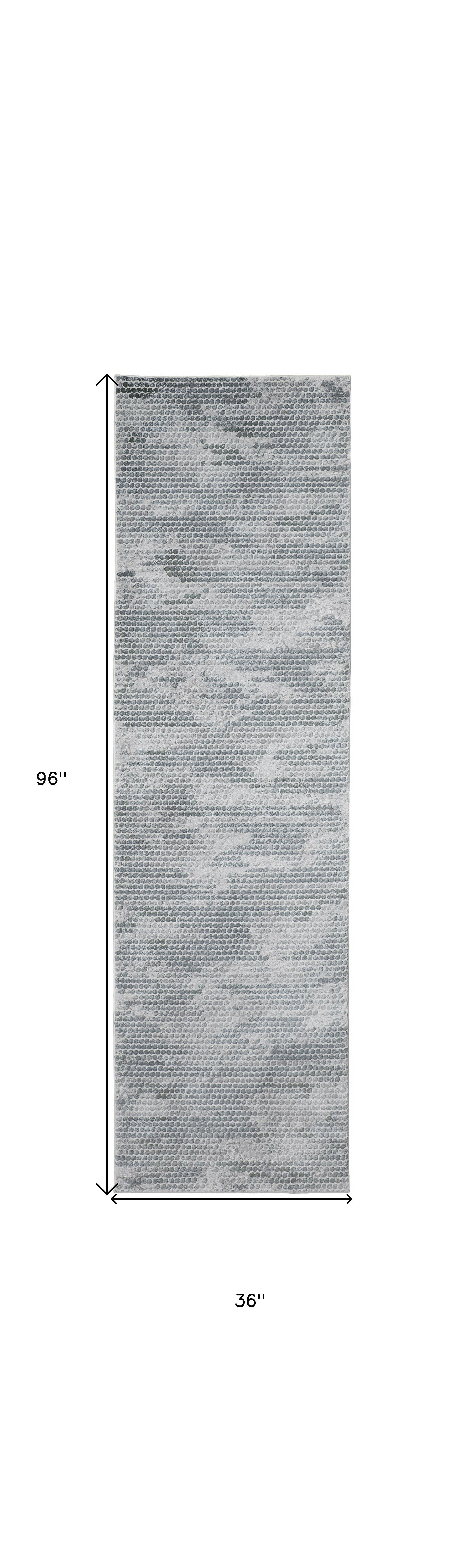 3' X 5' Blue And Gray Polka Dots Distressed Stain Resistant Area Rug