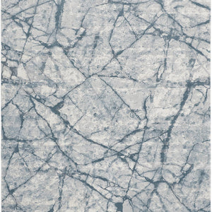 3' X 5' Blue Gray And Ivory Abstract Distressed Stain Resistant Area Rug