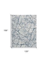 3' X 5' Blue Gray And Ivory Abstract Distressed Stain Resistant Area Rug