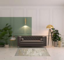 Ivory Gold And Gray Abstract Area Rug - 4' x 6'