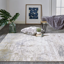 Ivory Gold And Gray Abstract Area Rug - 4' x 6'
