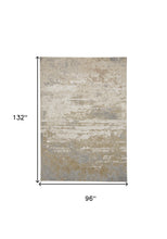 Ivory Gold And Gray Abstract Area Rug - 4' x 6'