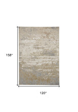 Ivory Gold And Gray Abstract Area Rug - 4' x 6'