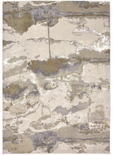 4' X 6' Gray Ivory And Gold Abstract Area Rug