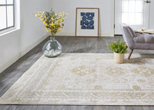 Gold And Ivory Floral Area Rug - 4' x 6'