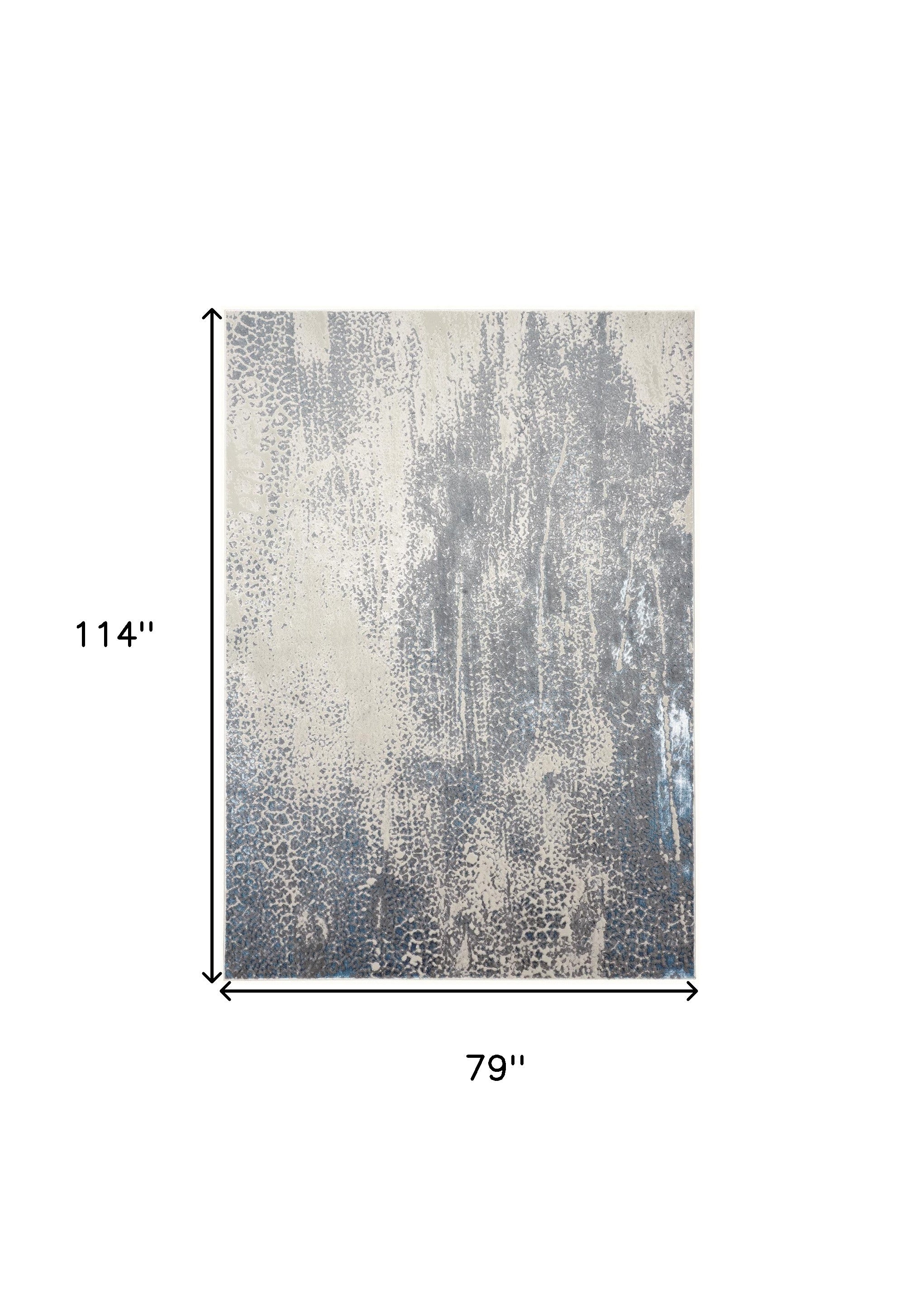 4' X 6' Gray Blue And Ivory Abstract Area Rug
