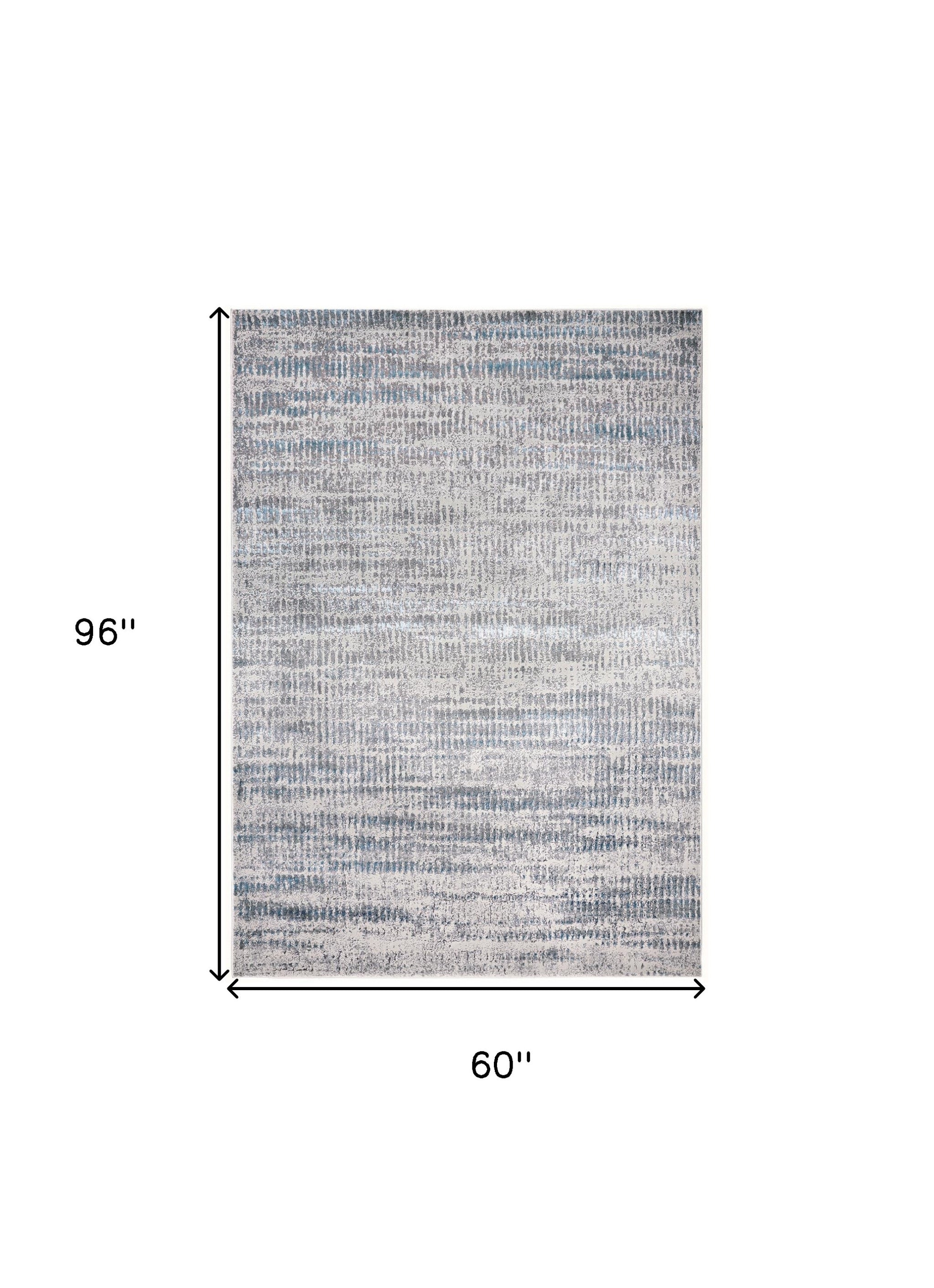 4' X 6' Blue Gray And Ivory Abstract Area Rug