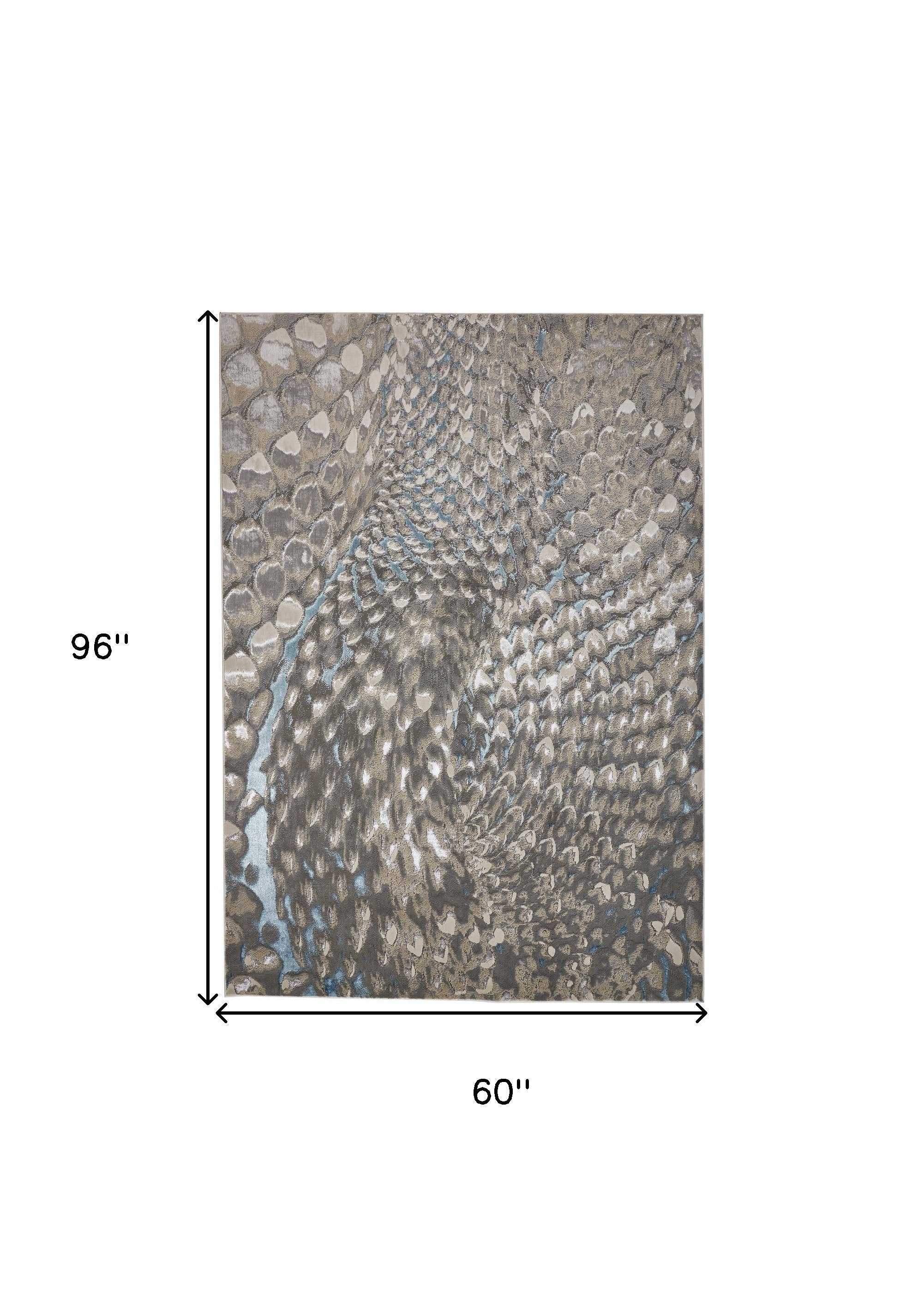 4' X 6' Blue Silver And Gray Geometric Area Rug