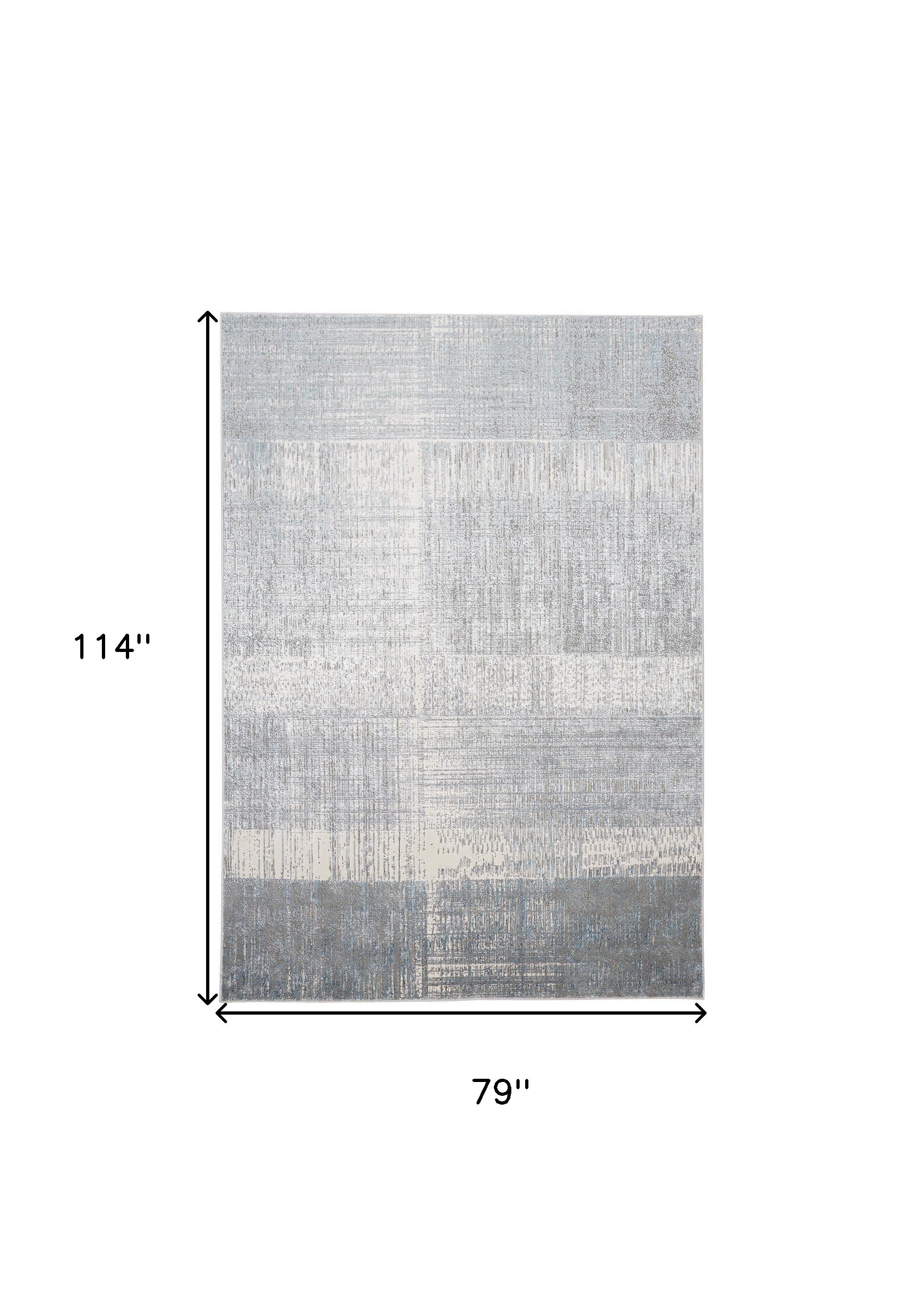 4' X 6' White Gray And Blue Abstract Area Rug