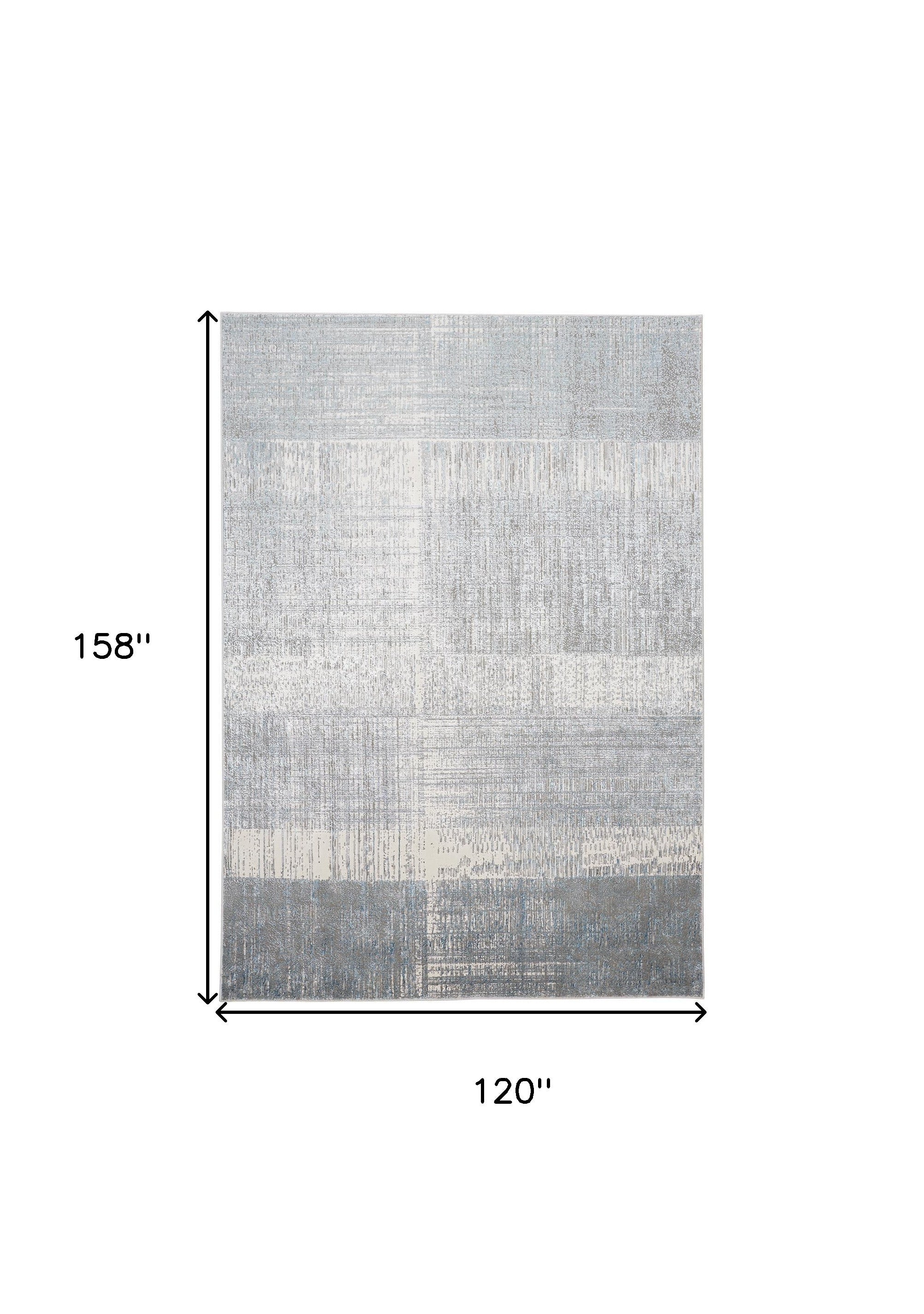 4' X 6' White Gray And Blue Abstract Area Rug