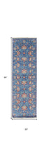 4' X 6' Blue And Red Wool Floral Hand Knotted Stain Resistant Area Rug