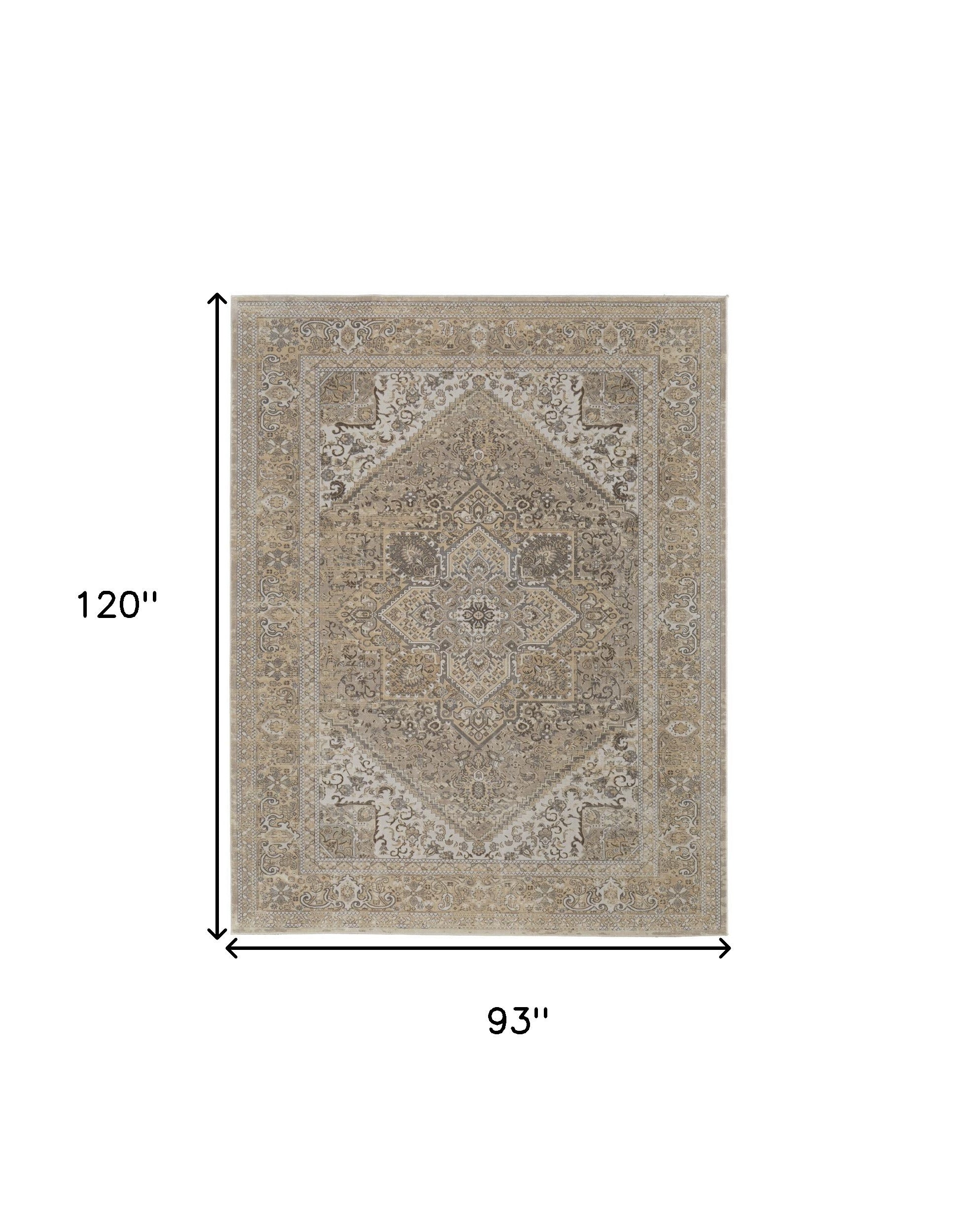 4' X 6' Brown Ivory And Tan Floral Power Loom Distressed Area Rug