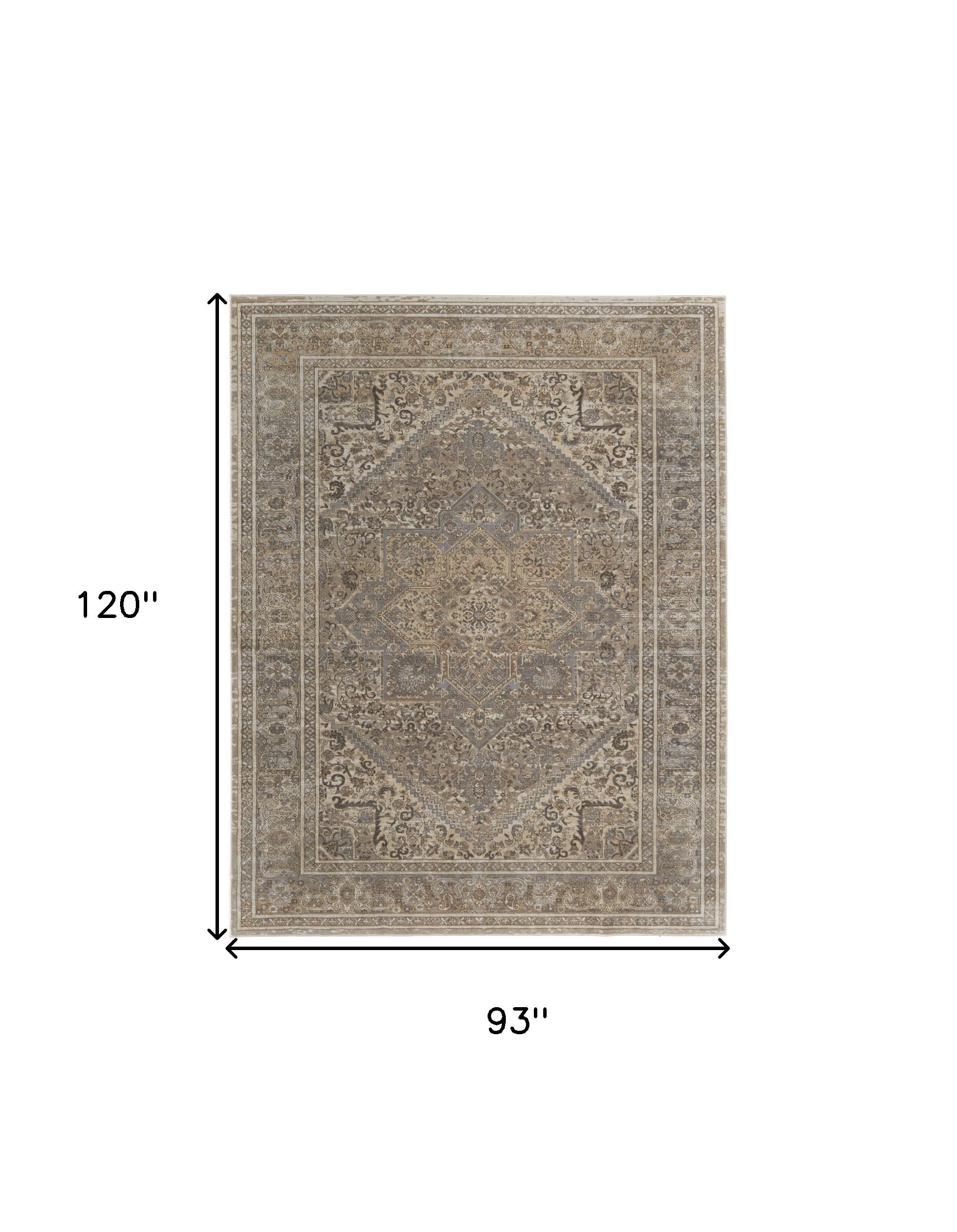 4' X 6' Brown Ivory And Tan Floral Power Loom Distressed Area Rug