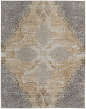 Silver Tan And Gray Floral Power Loom Area Rug - 4' x 6'