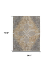 Silver Tan And Gray Floral Power Loom Area Rug - 4' x 6'
