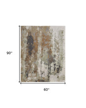 10' X 13' Blue Orange And Ivory Abstract Power Loom Area Rug