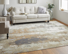 10' X 13' Blue Orange And Ivory Abstract Power Loom Area Rug