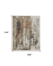 10' X 13' Blue Orange And Ivory Abstract Power Loom Area Rug