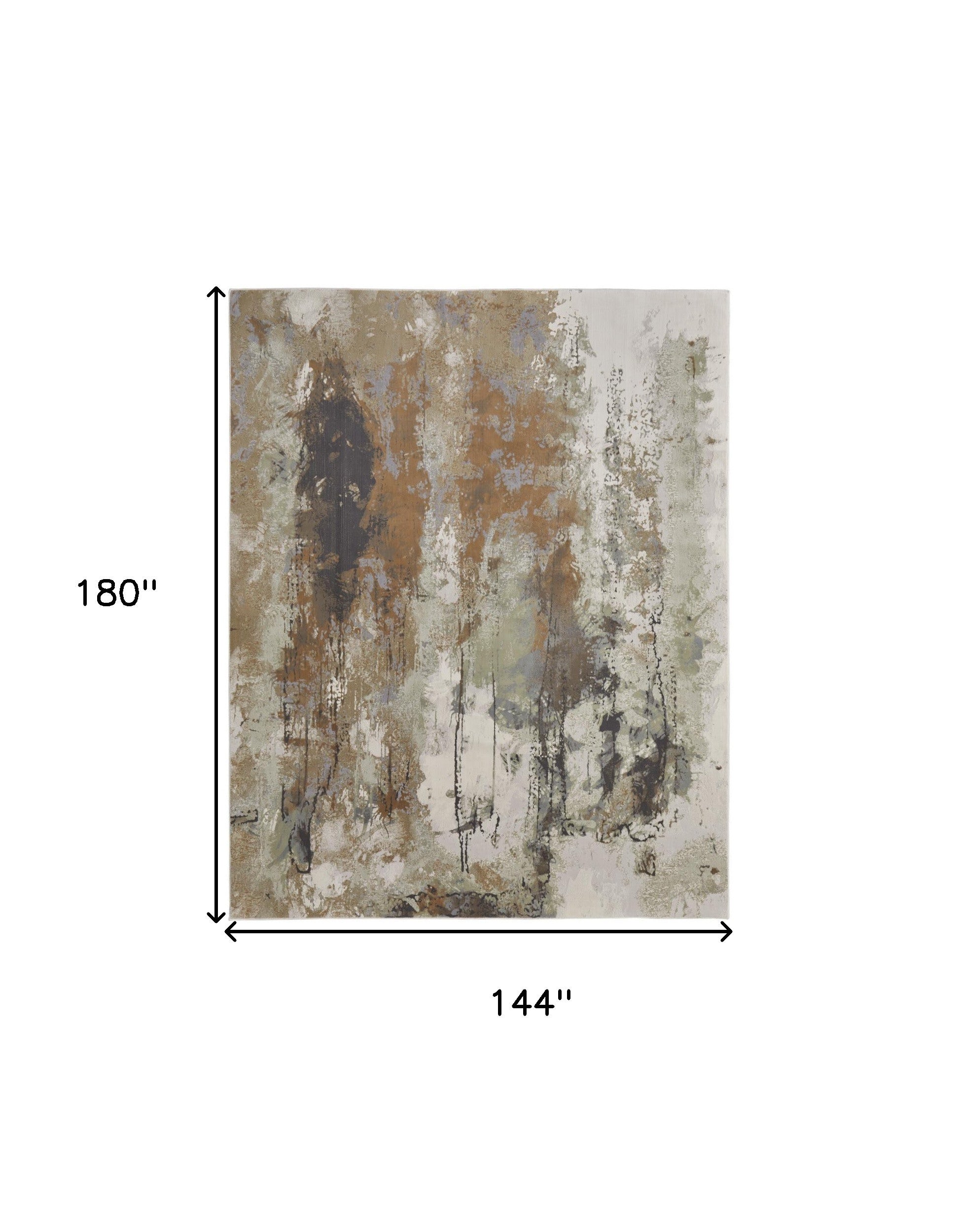 10' X 13' Blue Orange And Ivory Abstract Power Loom Area Rug