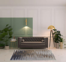 4' X 6' Blue Orange And Gray Abstract Power Loom Area Rug