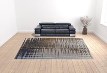 4' X 6' Blue Orange And Gray Abstract Power Loom Area Rug