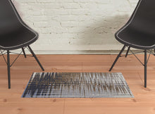 4' X 6' Blue Orange And Gray Abstract Power Loom Area Rug